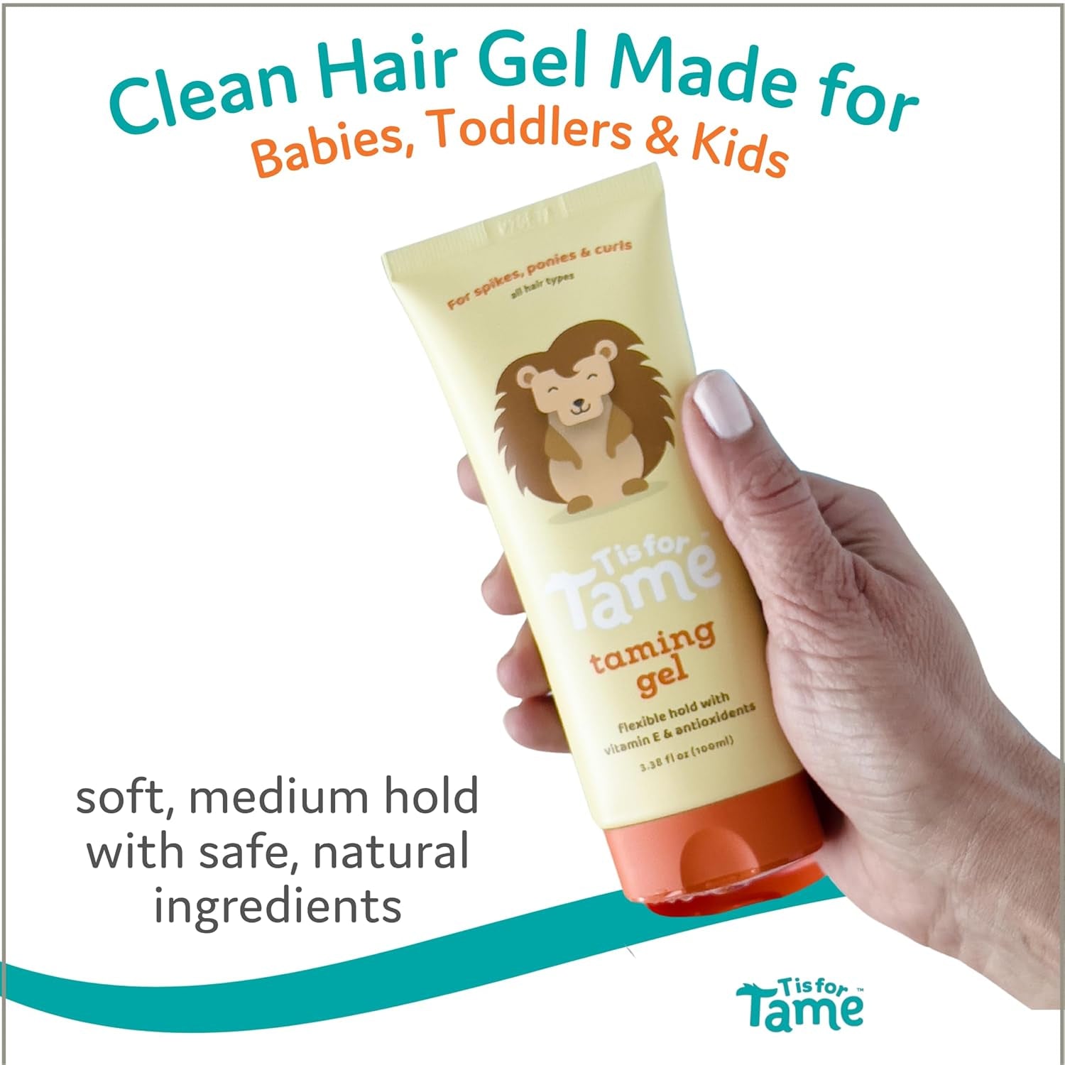 - Hair Taming Gel for Toddlers, Babies, and Kids - Vegan & Natural Hair Gel, Anti-Frizz, Non-Sticky, Styling Gel for Girls & Boys, Vitamin E Infused - 3.38 Fl Oz