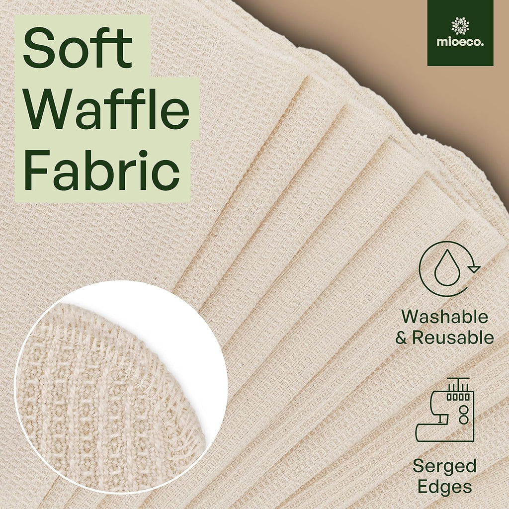 10 Pack Reusable Kitchen Paper Towels Washable - Super Absorbent Natural Unpaper Towels - Natural Cotton - Reusable, Paperless Kitchen Dish Cloths - 100% Organic