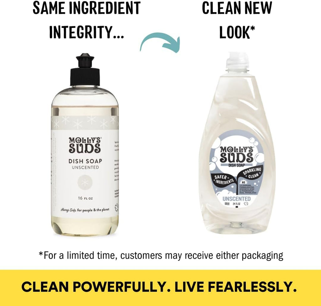 Liquid Dish Soap | Clean, Simple Ingredients | Extra Scrubbing Power | Unscented, 24 Oz - 2 Pack