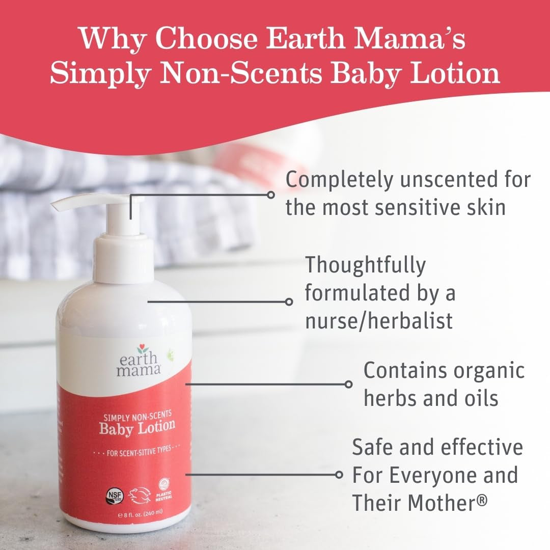 Simply Non-Scents Baby Lotion for Dry Skin - Calendula Cream for Newborn Skin Care - 8 Oz - Fragrance Free - Infant Essentials