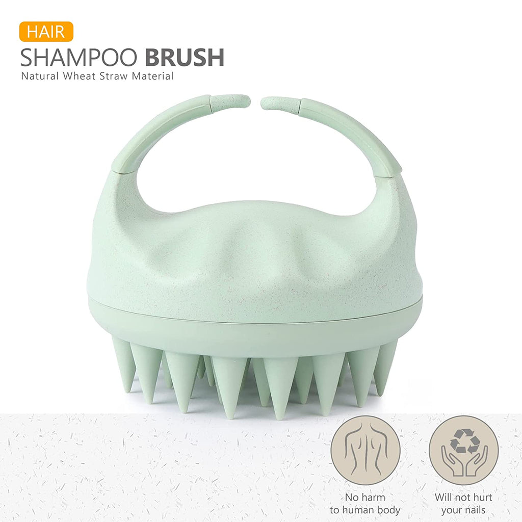 Scalp Massager Shampoo Brush, Scalp Scrubber with Soft Silicone Bristles, Scalp Exfoliator for Dandruff Removal, Scalp Massager for Hair Growth, Wet Dry Hair Brush for Scalp Care, Green