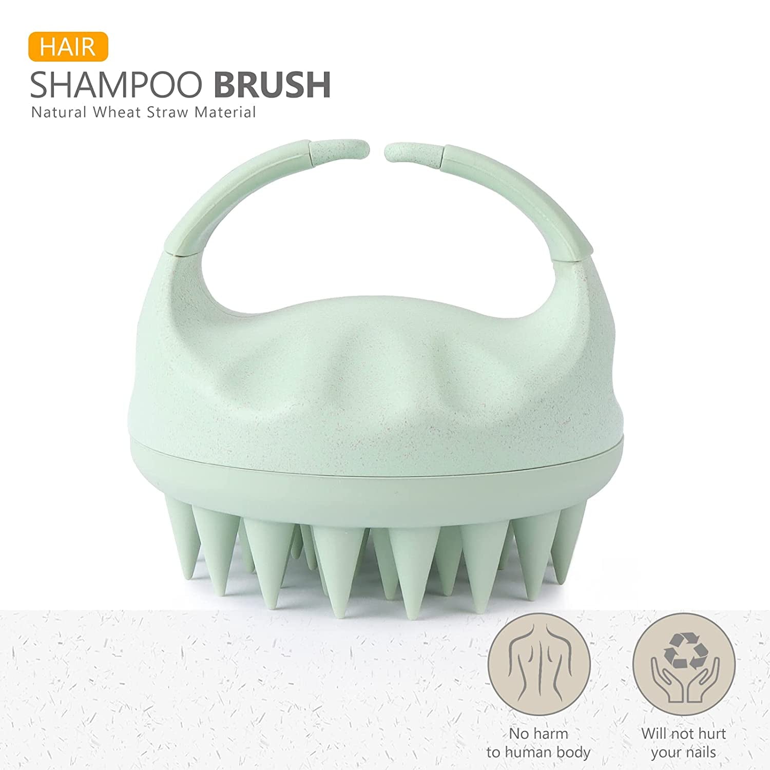 Scalp Massager Shampoo Brush, Scalp Scrubber with Soft Silicone Bristles, Scalp Exfoliator for Dandruff Removal, Scalp Massager for Hair Growth, Wet Dry Hair Brush for Scalp Care, Green