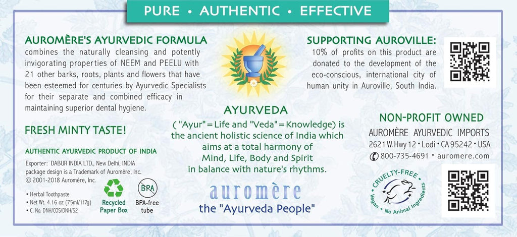 Ayurvedic Herbal Neem & Clove Toothpaste - All Natural Fluoride Free Toothpaste for Adults and Kids, Suitable for Sensitive Teeth, Sls-Free, Non GMO, Vegan, Cruelty-Free - 1 Pack