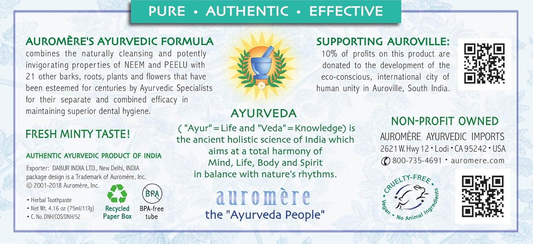 Ayurvedic Herbal Neem & Clove Toothpaste - All Natural Fluoride Free Toothpaste for Adults and Kids, Suitable for Sensitive Teeth, Sls-Free, Non GMO, Vegan, Cruelty-Free - 1 Pack