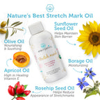 Organic Stretch Mark Oil for Pregnancy - Extra Moisturizing Belly Oil for Pregnancy - Pregnancy Oil to Prevent Stretch Marks - Pregnancy Must Haves