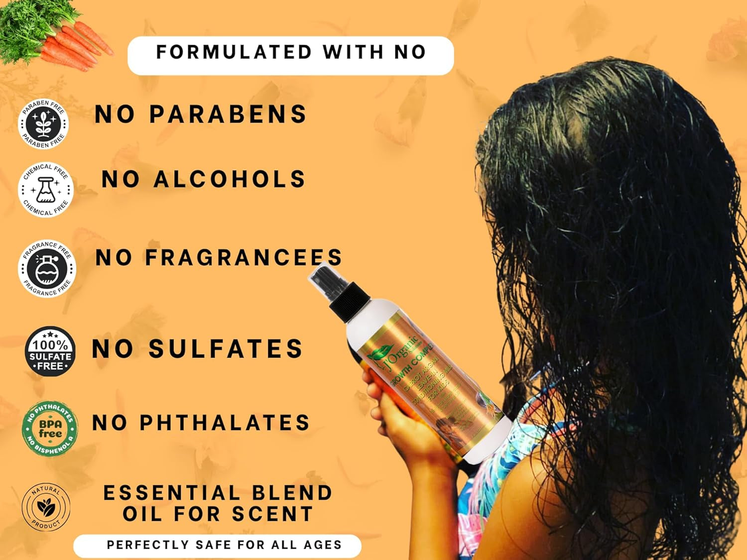 Kids Curl Care Kit - Leave-In Conditioner, Hair Moisturizer, Scalp Stimulator, Shampoo & Conditioner for Kinky, Coily, Wavy Hair Types