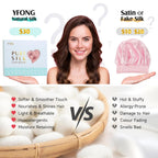 100% 22 Momme Mulberry Silk Bonnet for Sleeping Women, Larger Double Layer Silk Hair Wrap for Curly Short Long Hair, Non-Slip Sleep Cap Turban with Elastic Tie Band for Hair Care, Pink