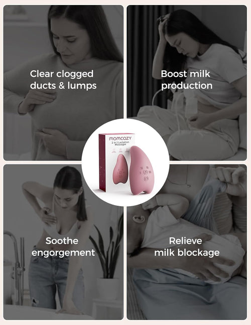 A1Pro Lactation Massager, Deep Vibration & Rapid Heating for Clog Relief & Efficient Pumping, Breastfeeding Essentials with Memory Function & Fast Charging, for Postpartum Mom