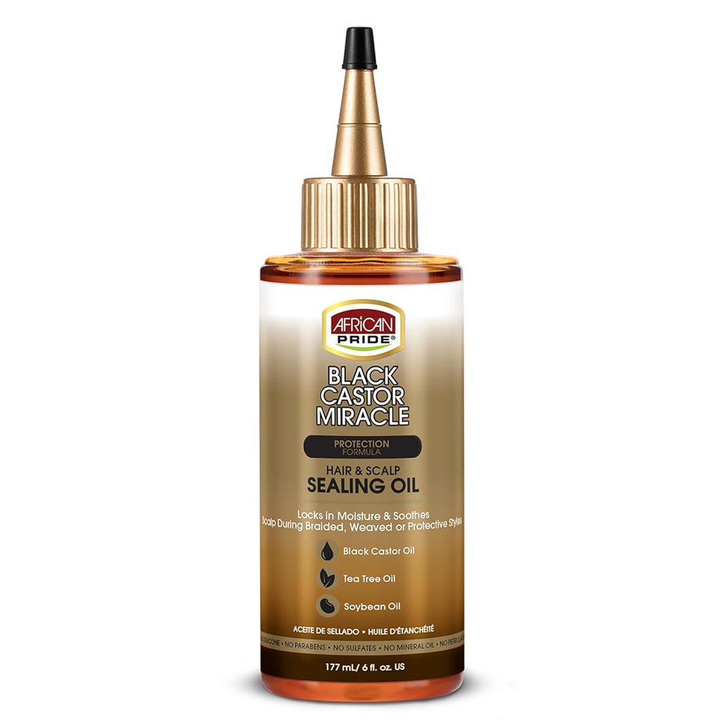 Black Castor Miracle Hair & Scalp Sealing Oil – Hair Oil with Black Castor, Tea Tree & Soybean Oil for Moisture Lock, Scalp Relief & Growth Support | 6Oz