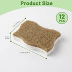 12 Pack Natural Cellulose Sponges for Dishes - Non-Scratch Kitchen Scrub Sponges - 100% Biodegradable & Eco-Friendly Cleaning Sponges for Non-Stick Cookware, Bathroom & Household