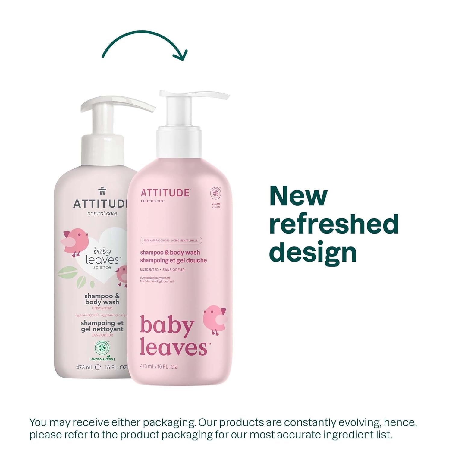 Baby 2-In-1 Shampoo & Body Wash, EWG Verified, Fragrance Free & Dermatologically Tested, Vegan, Unscented, 16 Fl Oz