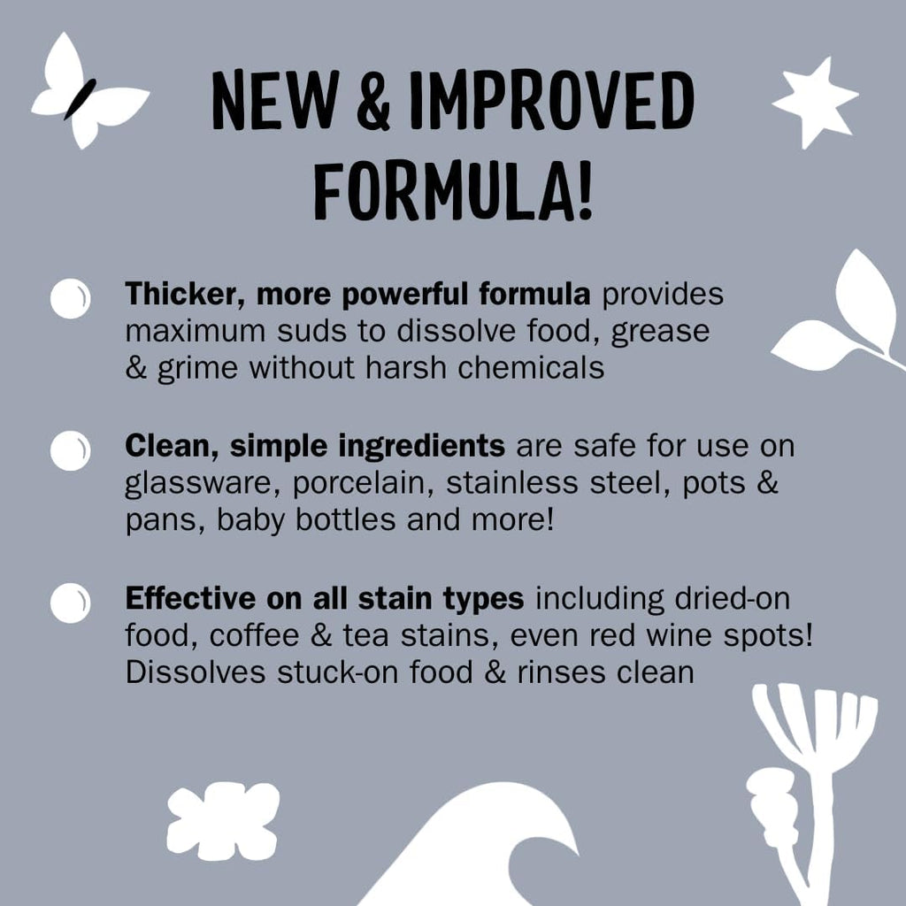 Liquid Dish Soap | Clean, Simple Ingredients | Extra Scrubbing Power | Unscented, 24 Oz - 2 Pack