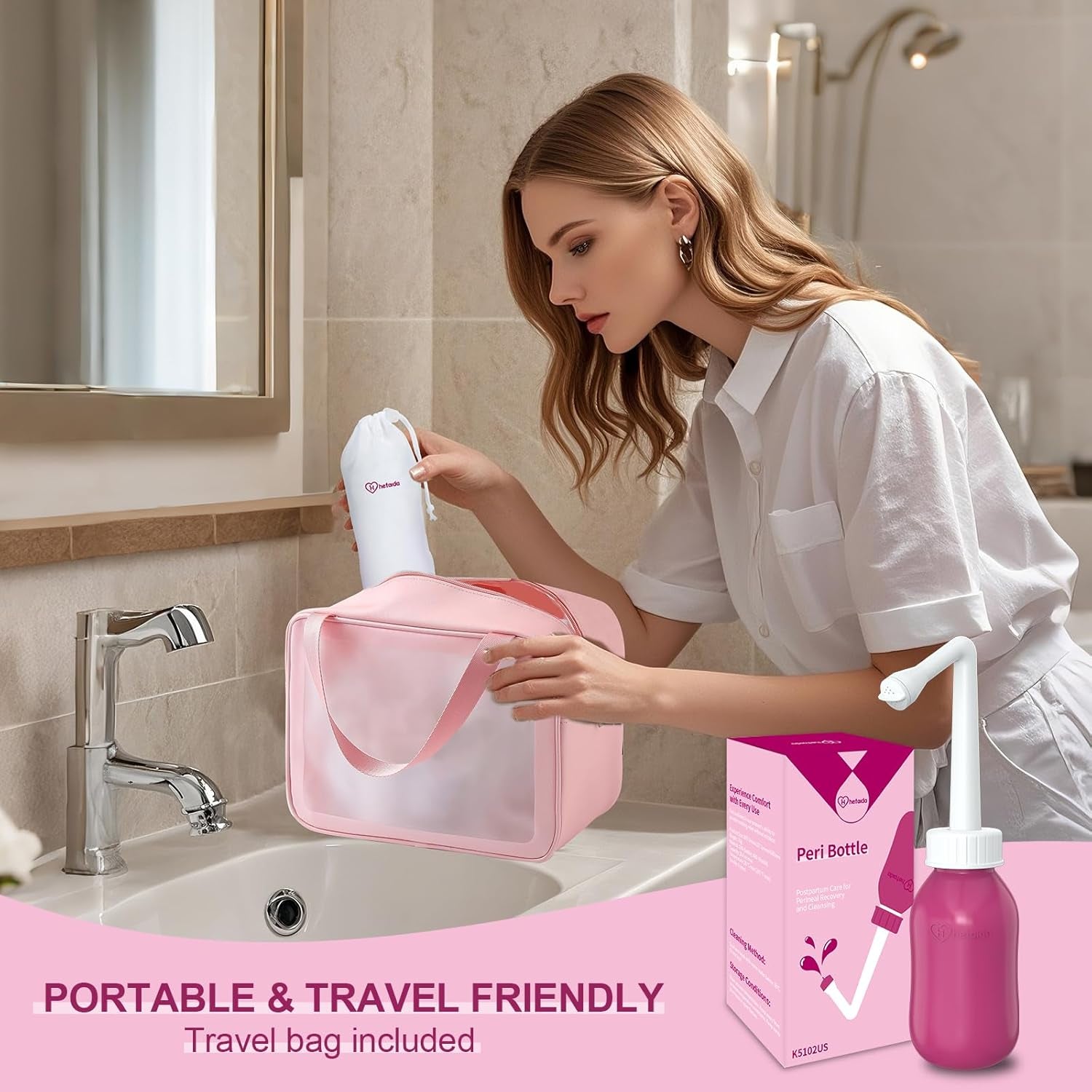 Peri Bottle for Postpartum Care, Perineal Bottle for New Mom Postpartum Essential, 10 Oz Upside down Peri Bottle for Postpartum Recovery, Portable Bidet for Women