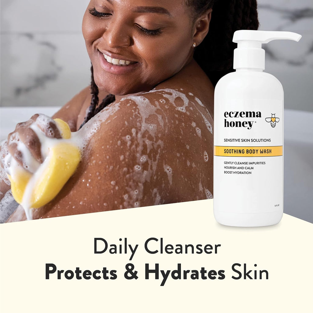 Soothing Body Wash - Daily Shower Gel & Eczema Treatment - Sensitive Skin Body Wash for Adults, Kids, & Babies - Body Cleanser for Eczema Relief (13 Oz)