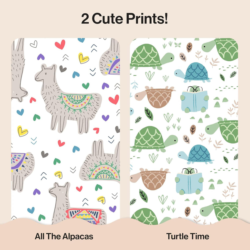 Comfort Dry Disposable Daytime Diapers for Sensitive Skin, Hypoallergenic, All the Alpacas + Turtle Time, Club Box Size 1 (8-14 Lbs) 78 Count