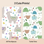 Comfort Dry Disposable Daytime Diapers for Sensitive Skin, Hypoallergenic, All the Alpacas + Turtle Time, Club Box Size 1 (8-14 Lbs) 78 Count