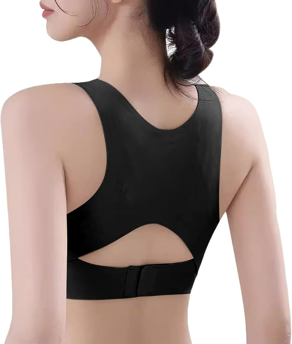 2PCS Posture Bras for Women,Front Closure Seamless Wireless Back Posture Support Push up No Underwire Bralettes