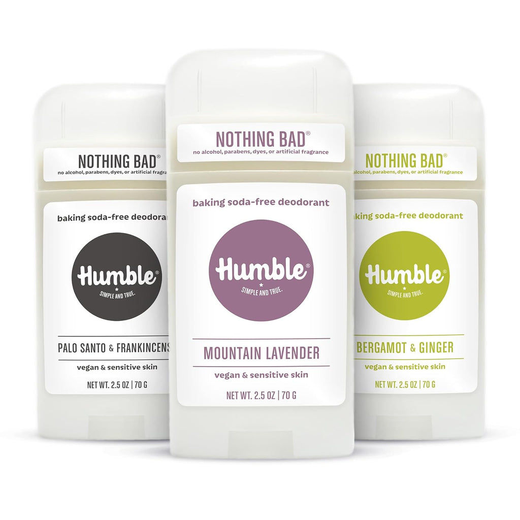 Humble Aluminum-Free Deodorant for Women & Men, Palo Santo, Lavender & Bergamot - Baking Soda-Free Natural Deodorant Stick for Sensitive Skin with Essential Oils for Long-Lasting Odor Control