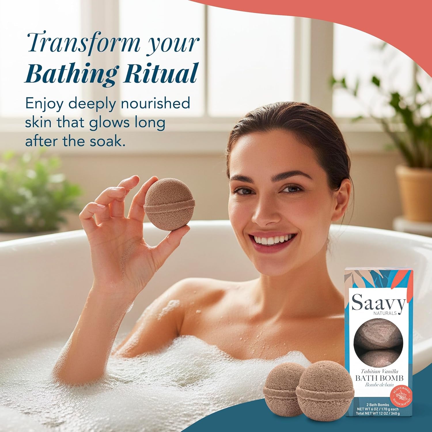 Bath Bombs – Relaxing Foaming Fizz Bubbles, Organic Bath Bombs (Pack of 1, 12 Ounce, Tahitian Vanilla)