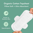 Pads for Women, Organic Cotton Cover - Moderate Absorbency, Feminine Care, Ultra Thin, Sanitary Napkins with Wings, Unscented (Regular, 56 Total)