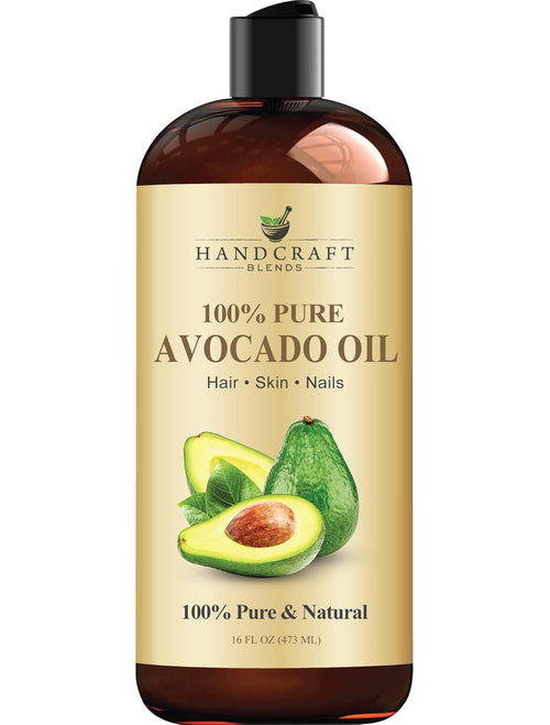 Avocado Oil - Cold-Pressed 16 Fl Oz - 100% Pure and Natural - Premium Grade Carrier Oil for Skin and Hair - Hair and Body - Massage - Hexane-Free