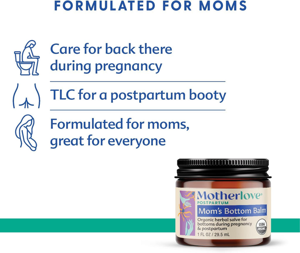 Mom'S Bottom Balm (1 Oz) Organic Herbal Salve W/Witch Hazel for Bottoms during Pregnancy & Postpartum —Non-Gmo Ointment
