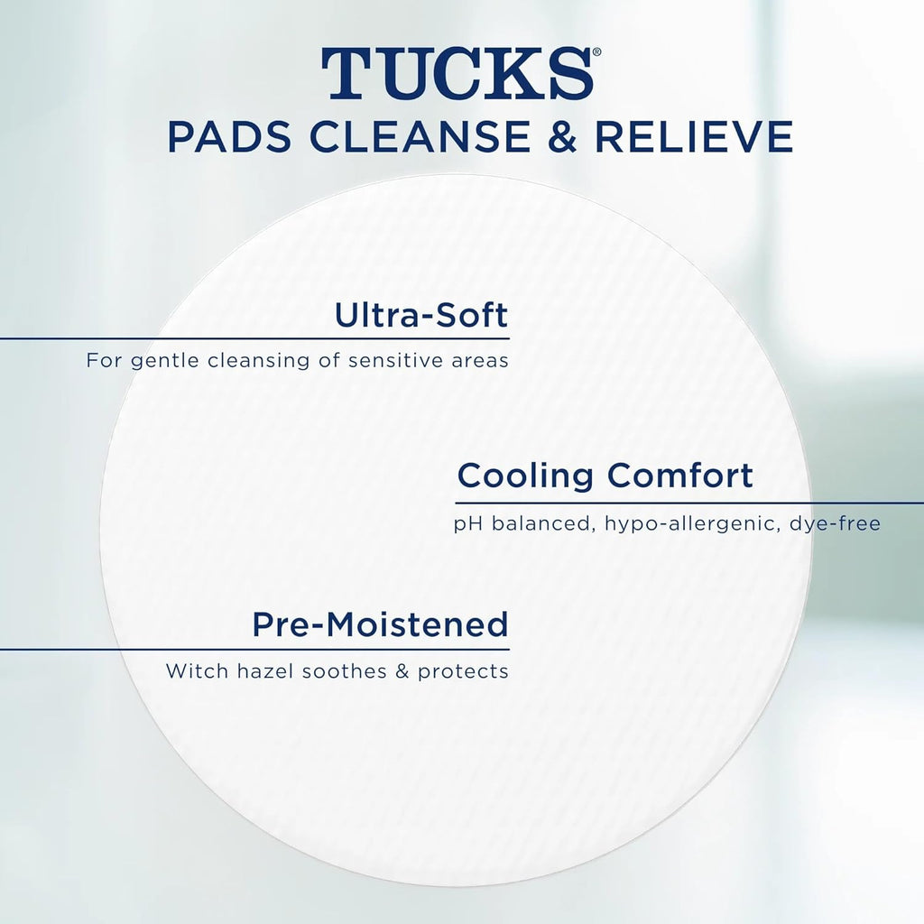 Medicated Cooling Pads, 100 Count – Hemorrhoid Pads with Witch Hazel, Cleanses Sensitive Areas, Protects from Irritation, Hemorrhoid Treatment, Medicated Pads Used by Hospitals