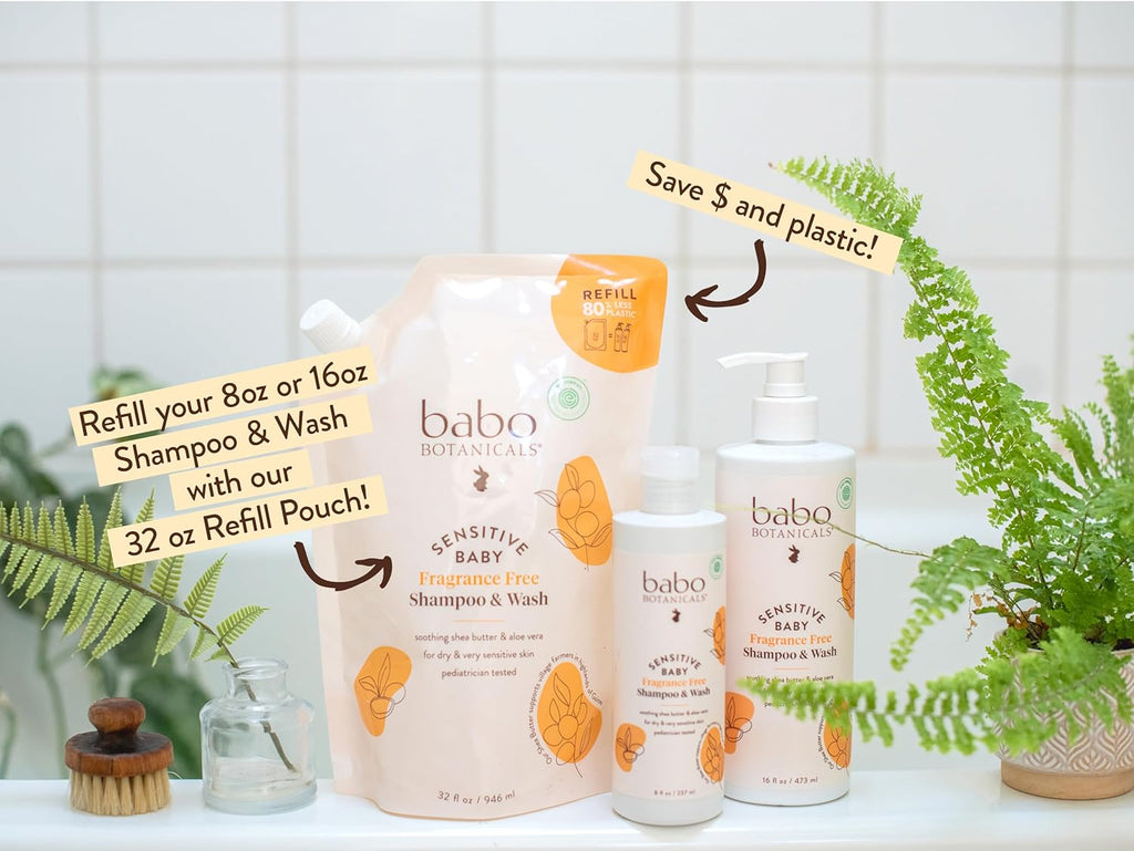 Sensitive Baby Fragrance-Free 2-In-1 Shampoo & Wash - Shea Butter, Calendula & Aloe Vera - EWG Verified - Cruelty-Free - Vegan - Pediatrician Tested - for Babies & Kids