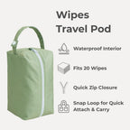 Reusable Baby Wipes, 100% Cotton Washcloths, Soft and Absorbent Towels for Newborn Bath and Face, Includes 20 Wipes with 1 Waterproof Pod for On-The-Go Moms, Ideal for Sensitive Skin
