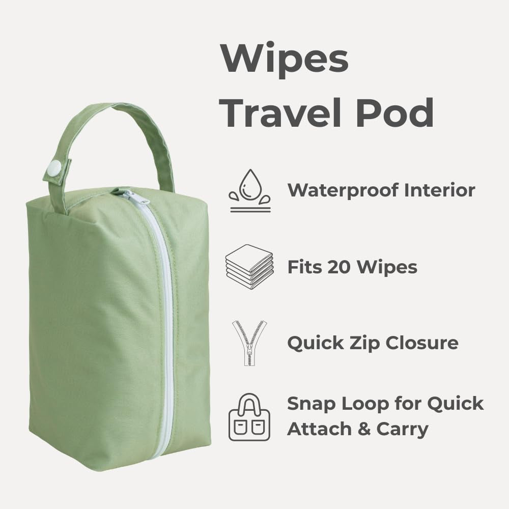 Reusable Baby Wipes, 100% Cotton Washcloths, Soft and Absorbent Towels for Newborn Bath and Face, Includes 20 Wipes with 1 Waterproof Pod for On-The-Go Moms, Ideal for Sensitive Skin