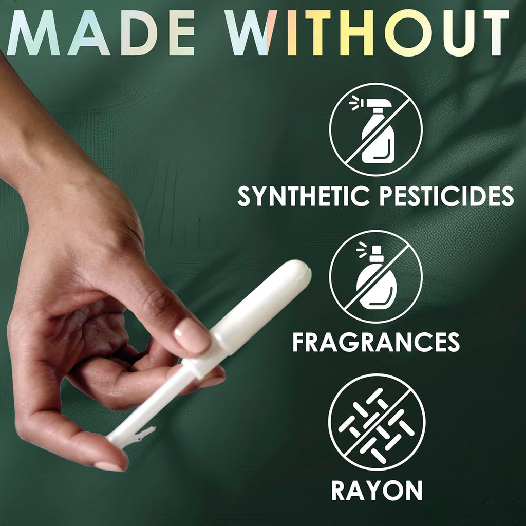 Cotton Tampons Regular Absorbency, Contains an Organic Cotton Core, Made without Synthetic Pesticides, or Fragrances, 84 Count