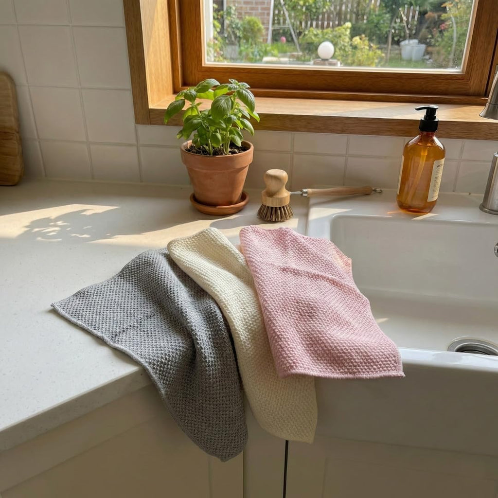 Oeko-Tex Certified Microfiber Cleaning Cloths – Non-Toxic, Safe for Family & Pets – 6 Pack Kitchen Rags for Counter – 12X12 In, Lint-Free, Absorbent Dish Towels, Dusting Cloths