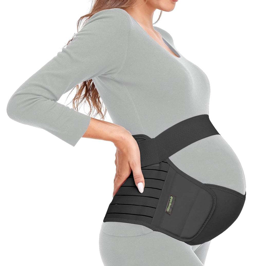 Maternity Belt, Pregnancy 3 in 1 Support Belt for Back/Pelvic/Hip Pain, Maternity Band Belly Support for Pregnancy Belly Support Band (M: Fit Ab 35.5"-47.3", Black)