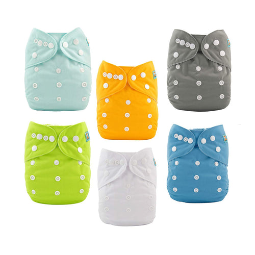 BABY Baby Cloth Diaper 6 Pack with 12 Inserts One Size Cloth Diaper Covers Adjustable Washable Reusable for Baby Girls and Boys